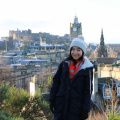 Elsa with Edinburgh Castle in the background