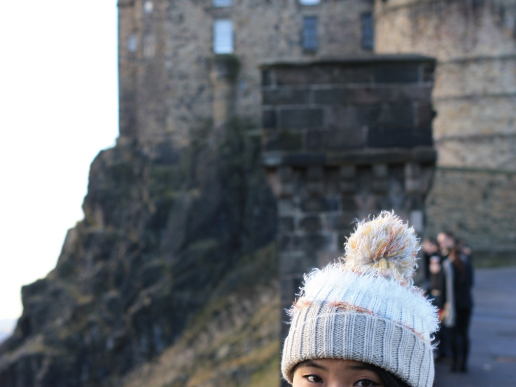 Elsa beside the castle wall