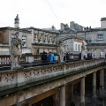 Statues at the top of the Roman Baths