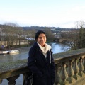 Elsa near Pulteney Bridge overlooking the River Avon
